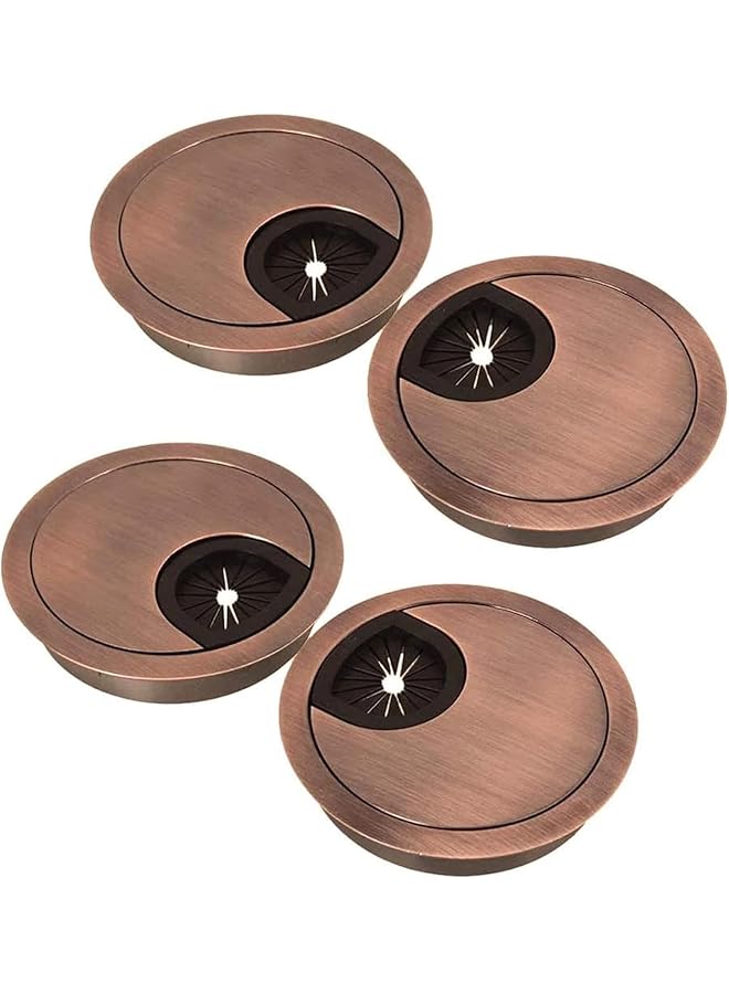 promass 4 PCS Desk Grommet Kit, 50 mm Metal Cable Grommet Cap Table Grommets Desk Surface Wire Cord Round Hole Cover for Home Office Computer Desktop - Image 1