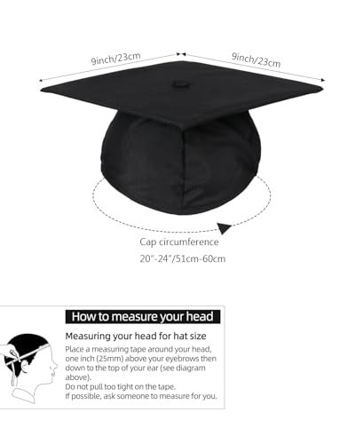 Newrara Unisex Matte Adult Graduation Cap Only (Black) - Image 2