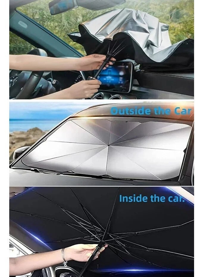 Car Umbrella Car Shade Sun Car Sunshade Foldable, Car Front Windshield Umbrella, Foldable Automotive Windshield Shade for Car Front Window Blocks UV Rays Heat Keep Cool - Image 1