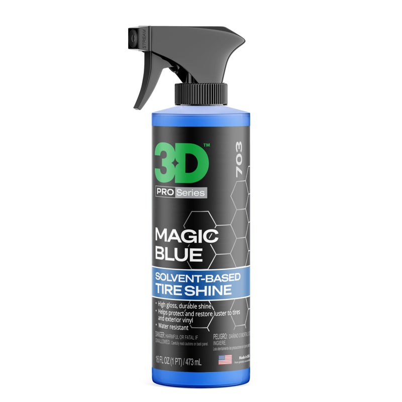 3D Magic Blue Tire Shine Spray - Water Resistant High Gloss Tire & Trim Dressing | Long Lasting Protection | No Sling, No Run Formula | Made in USA |16 oz - Image 1