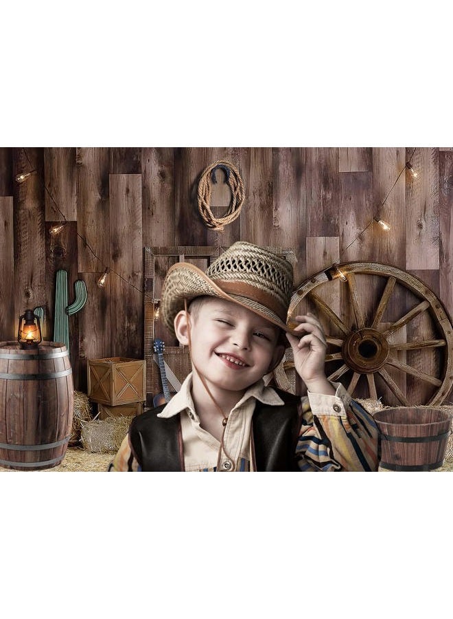 Alltten 8x6ft Western Cowboy Backdrop Cowboy Party Photography Backdrop Wild West Vintage Wooden House Barn Door Party Decorations Western Theme Background Banner Props F69 - Image 4