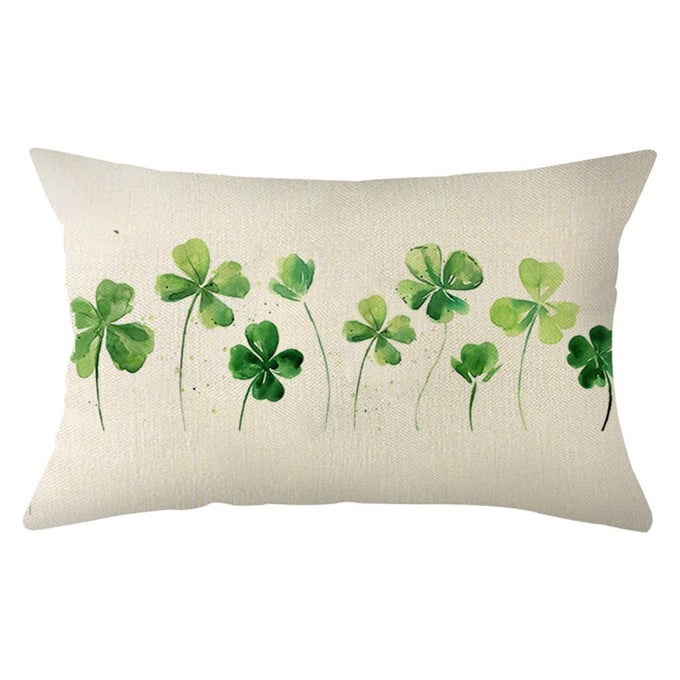 ST PATRICKS DAY LUCKY CLOVER THROW PILLOW COVER 12 X 20 INCH SHAMROCK CUSHION CASE DECORATION FOR SOFA COUCH