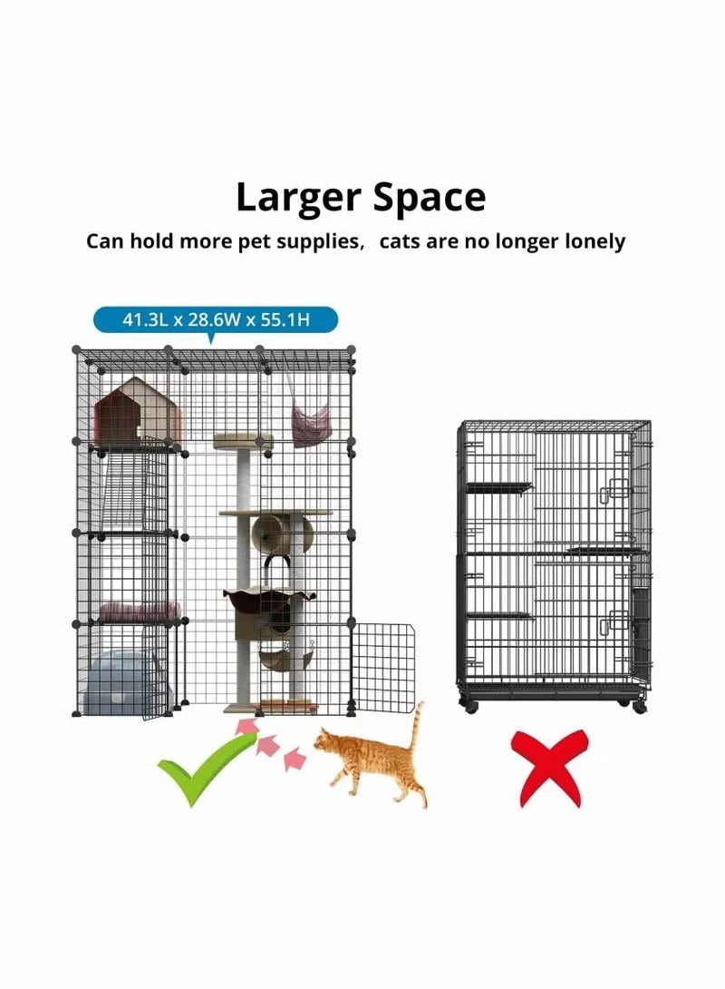 XiuWoo Large Cat Cage Indoor DIY Cat Playpen Detachable Metal Wire Kennels Crate, Large Exercise Place Ideal for 1-3 Cat, Without Platform, black - Image 3
