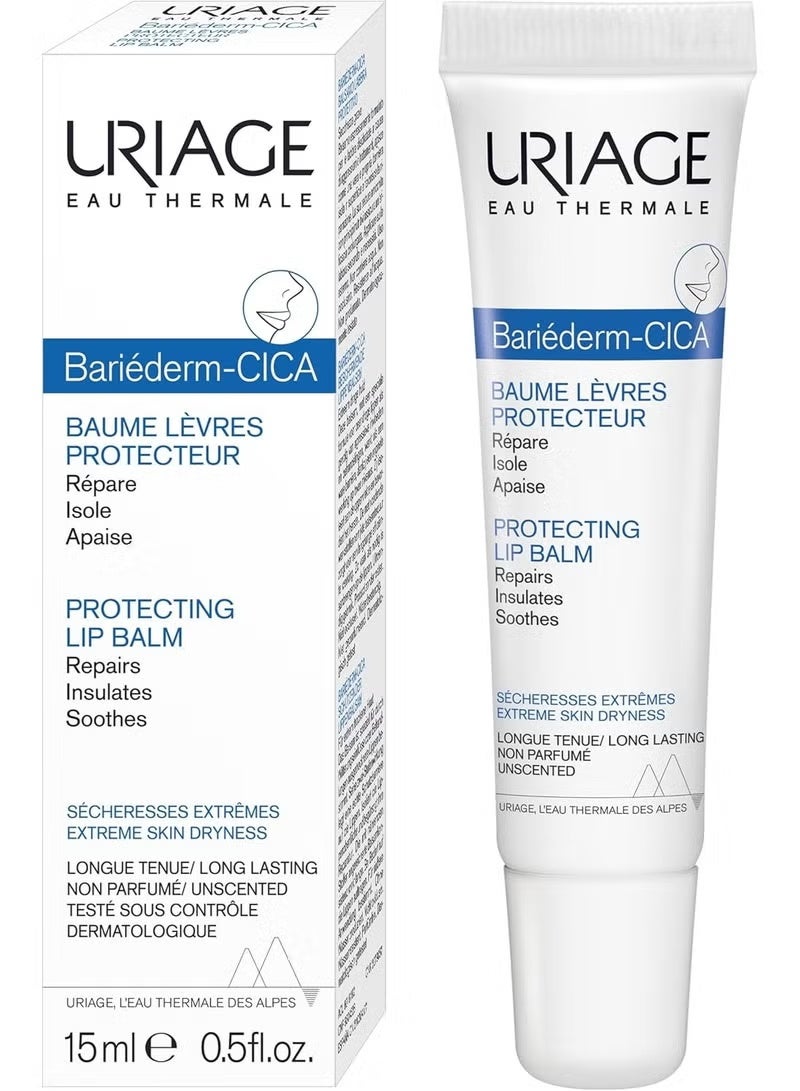 Uriage Bariéderm Cica Protecting Lip Balm with Glycerin - Instantly Repairs, Protects and Soothes Very Dry, Chapped and Damaged Lips. Fragrance-Free 15ML - Image 1