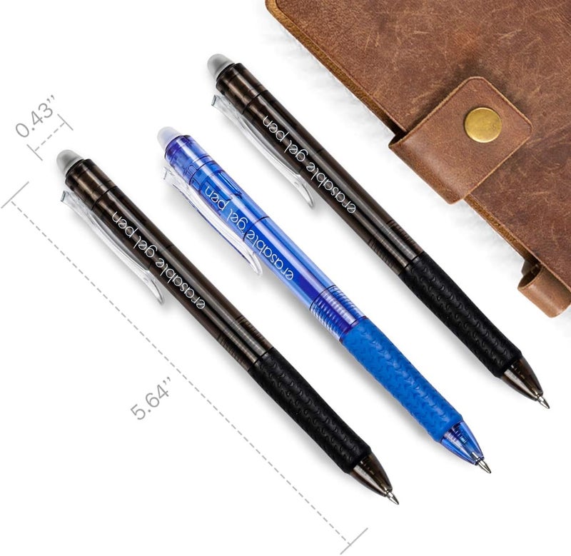 Vanstek 18 Pack Retractable Erasable Gel Pens Clicker, 9 Black & 9 Blue, Fine Point(0.7), Make Mistakes Disappear, Premium Comfort Grip Black & Blue Ink for Writting, Note Taking and Crossword Puzzles - Image 4