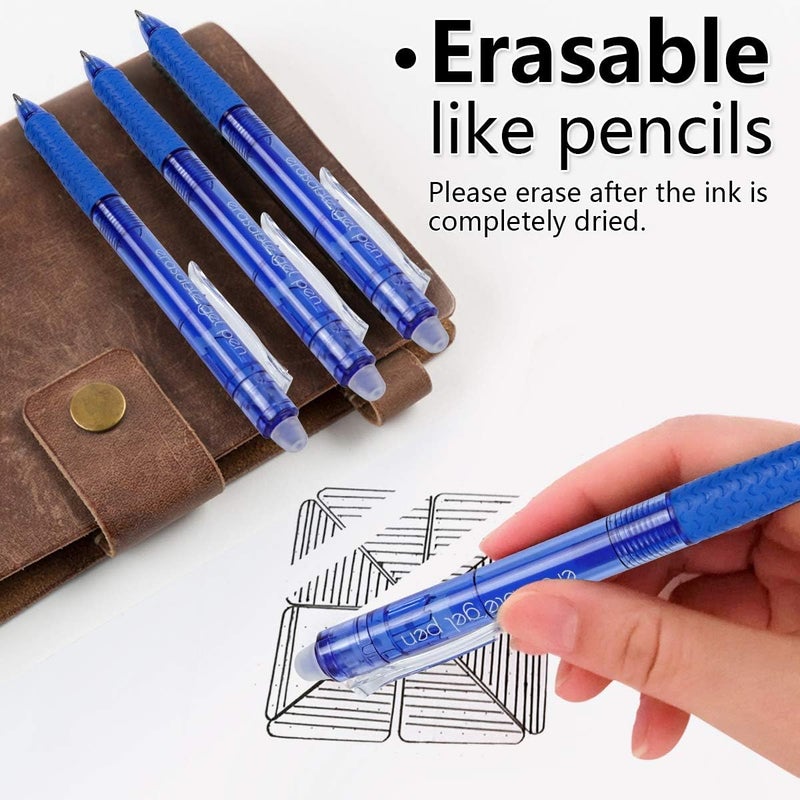 Vanstek 18 Pack Retractable Erasable Gel Pens Clicker, 9 Black & 9 Blue, Fine Point(0.7), Make Mistakes Disappear, Premium Comfort Grip Black & Blue Ink for Writting, Note Taking and Crossword Puzzles - Image 2