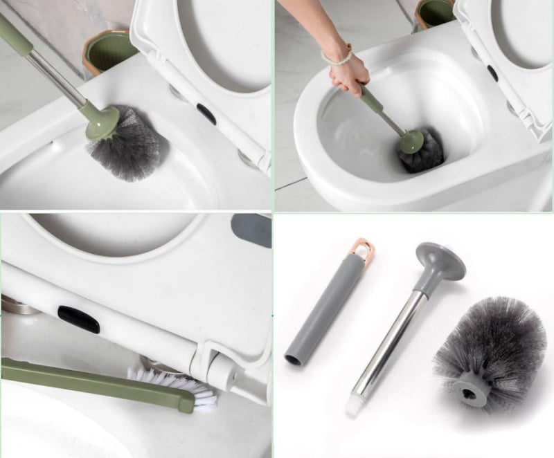 Krishn Kunj 4 in 1 Toilet Cleaning Brush and Holder Set for Bathroom, Soft Silicone Bristle Toilet Brush, Removable Water Drawer, Ergonomic Long-Handled Toilet Brush (Silicon Brush) - Image 2