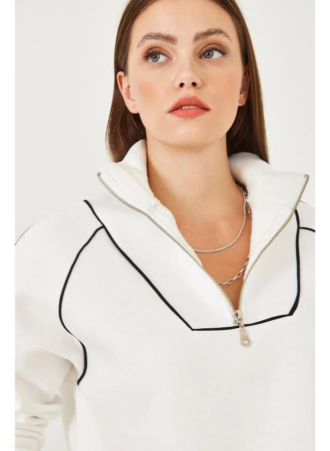 Ginger  Zip Up Oversize Graphic Sweatshirt for Women | Best Price UAE
