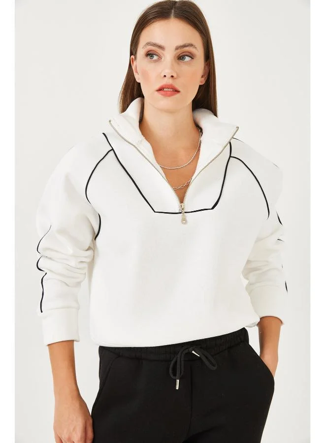 Ginger  Zip Up Oversize Graphic Sweatshirt for Women | Best Price UAE
