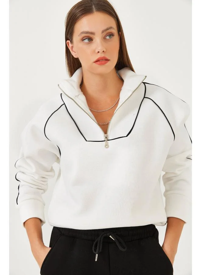 Ginger  Zip Up Oversize Graphic Sweatshirt for Women | Best Price UAE