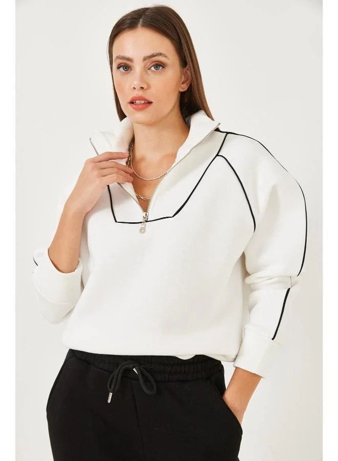 Ginger Zip Up Oversize Graphic Sweatshirt