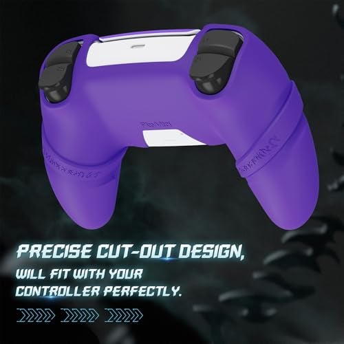 PlayVital Runes Edition Silicone Cover Skin for ps5 Controller with Thumb Grips & Touchpad Skin & D-pad Area Sticker, Anti-slip Controller Grip Cover Compatible with ps5 Charging Dock- Purple - Image 5