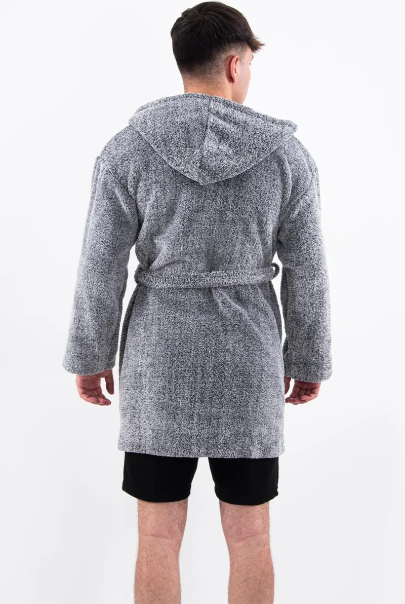 Maison Art Plain Unisex Dressing Gown Bathrobe Wellsoft Plush Hooded Dressing Gown for Men and Women