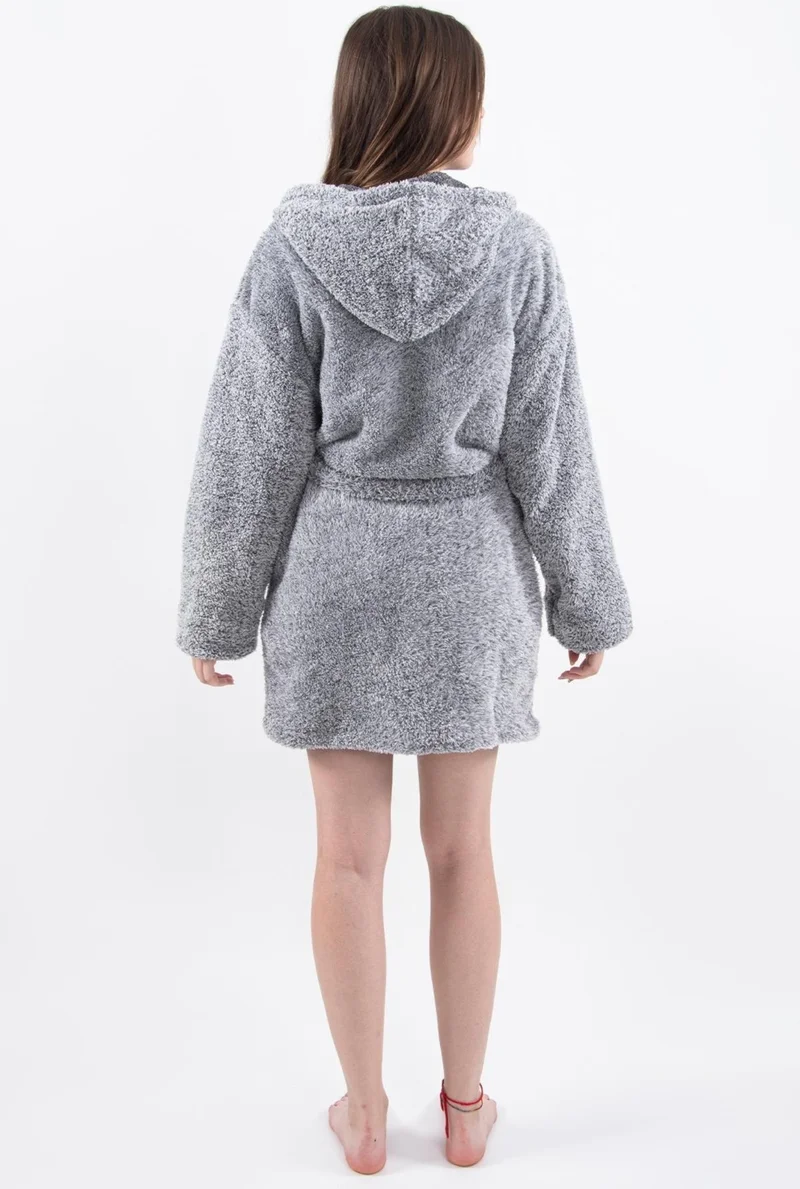 Maison Art Plain Unisex Dressing Gown Bathrobe Wellsoft Plush Hooded Dressing Gown for Men and Women