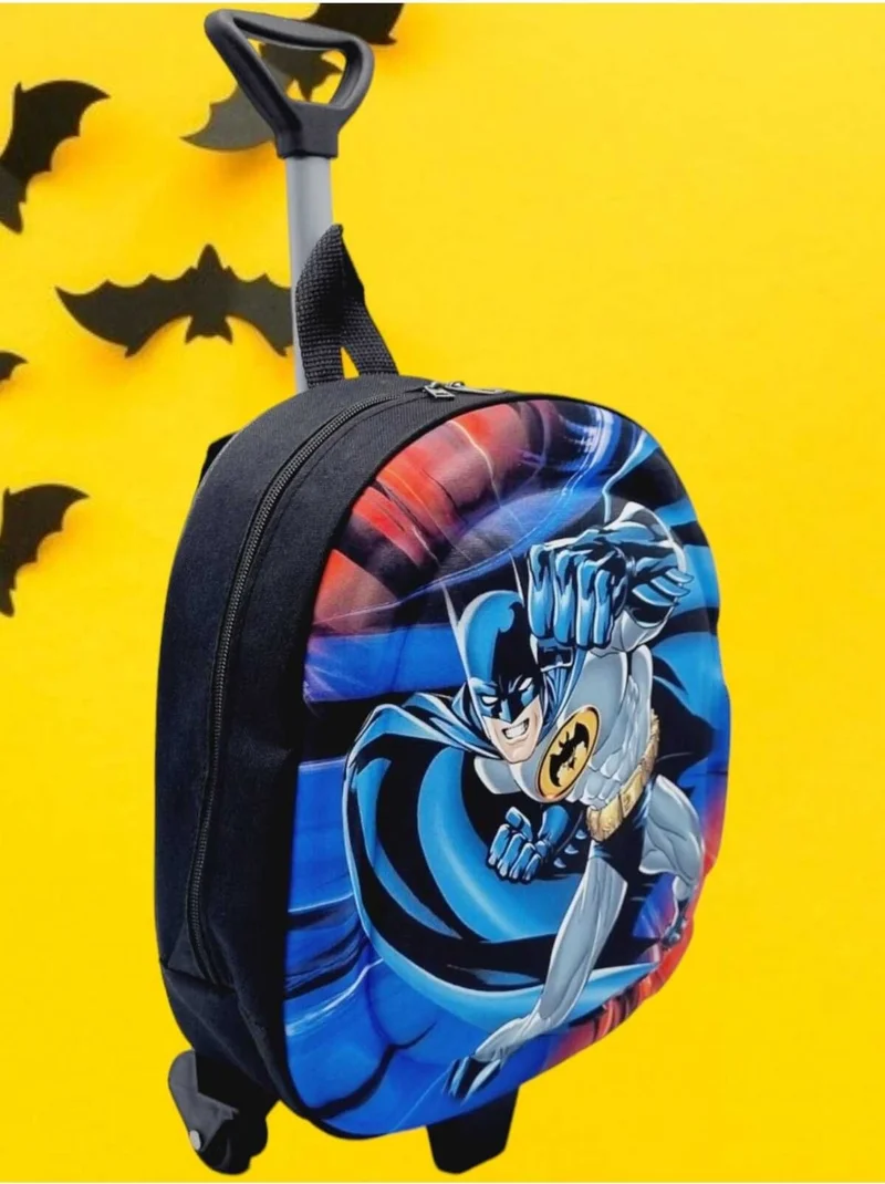 تيزجيلسين Kindergarten Nursery Bat Man Batman Figured Trolley and Wheeled School Bag and Backpack