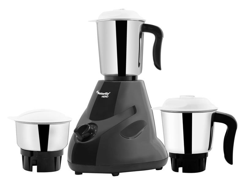 Butterfly Hero 500 Watts Mixer Grinder with 3 Jars | Stainless Steel Multipurpose Jars | ABS Body | Motor Overload Protection | 1 Year Manufacturer's Warranty | Grey - Image 1