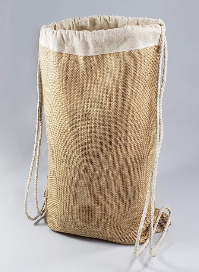 TBF Jute Drawstring Backpacks with Soft Cotton Drawstrings Burlap Cinch Sack Pull String Bags for Beach, Sports, Hike by TBF Bags (Set of 12) - Image 2