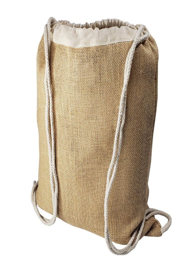 TBF Jute Drawstring Backpacks with Soft Cotton Drawstrings Burlap Cinch Sack Pull String Bags for Beach, Sports, Hike by TBF Bags (Set of 12) - Image 1