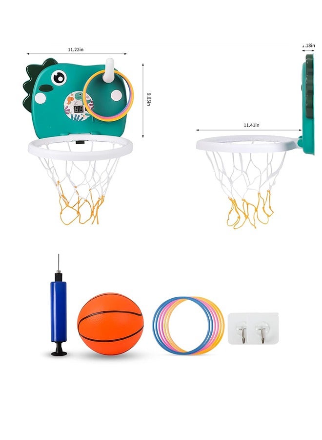 فن كوخ طوق كرة السلة الداخلي ، طوق كرة السلة الديناصور الصغير ، طوق كرة السلة المحمول مع لعبة إرم الحلقة ، لعبة كرة السلة للوالدين والطفل قابلة للتعديل للبنين والبنات والمراهقين - Image 1