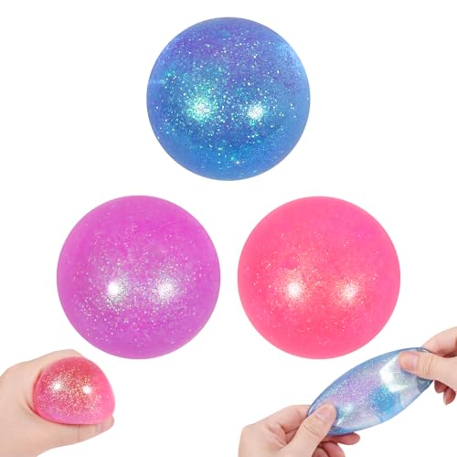 JIACAI 24in Sugar Ball Stress Ball Squeeze Ball Glitter 24 Slow Rise Squishy Stress Relief Balls 3pcsA - Image 1