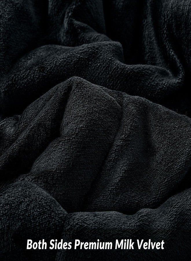 WARMDERN King Size Velvet Comforter Duvet Insert - 100% Milk Velvet Bedding Comforters with Wave Textured Pattern, Ultra Soft Lightweight Warm Bedding Comforter, Black, 104x90 - Image 5
