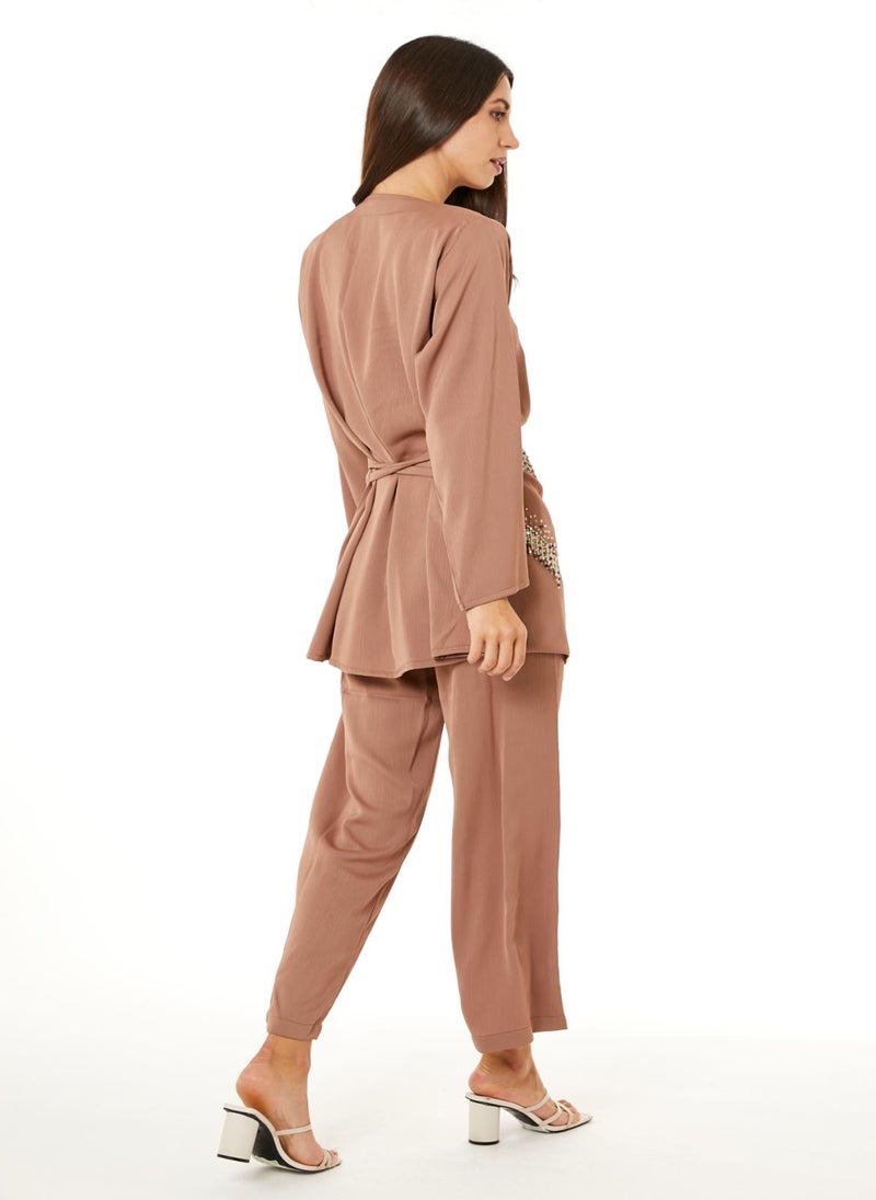 Moistreet Brown Zoom Top and Pants Set - Image 2