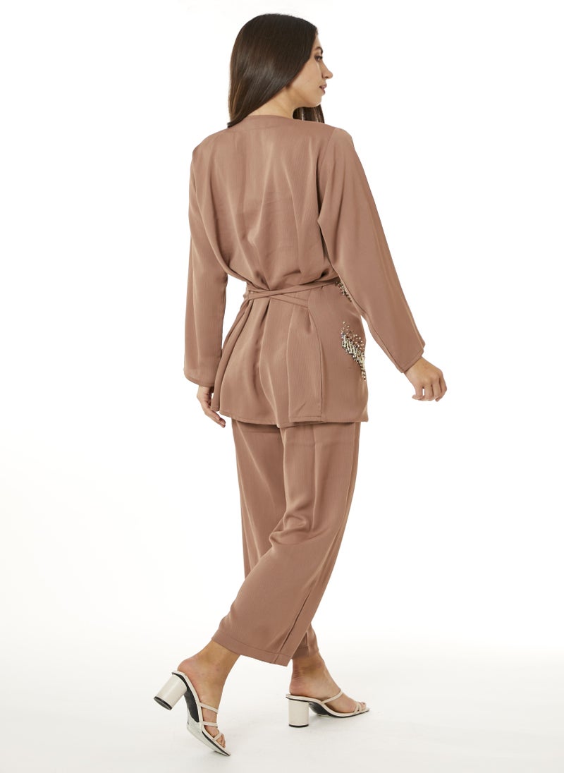 Moistreet Brown Zoom Top and Pants Set - Image 4