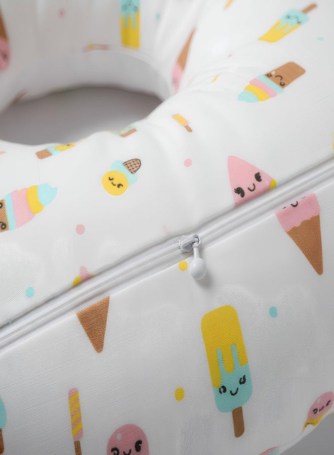 VOIDROP 100% Muslin Breast Feeding Pillow, Nursing Pillow U Shaped Pillow Helper for Mother and Baby Pillow with Detachable Cover with Ice-Cream Print - Image 4