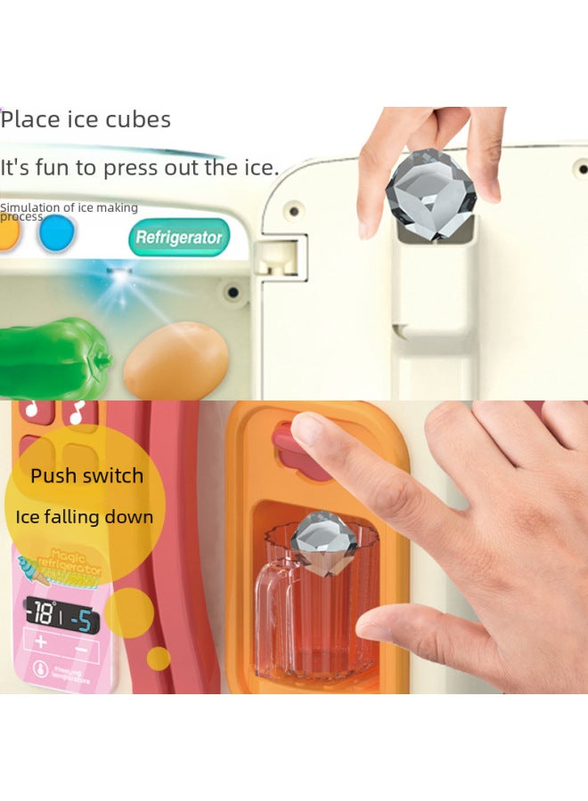 Children's Simulated Kitchen Appliances Ice Spray Refrigerator Toy Suitable For Girls Boys Birthday Gift-Color:【English Packaging】 【Spray】 Ice Light Music Refrigerator-Mint Green - Image 4