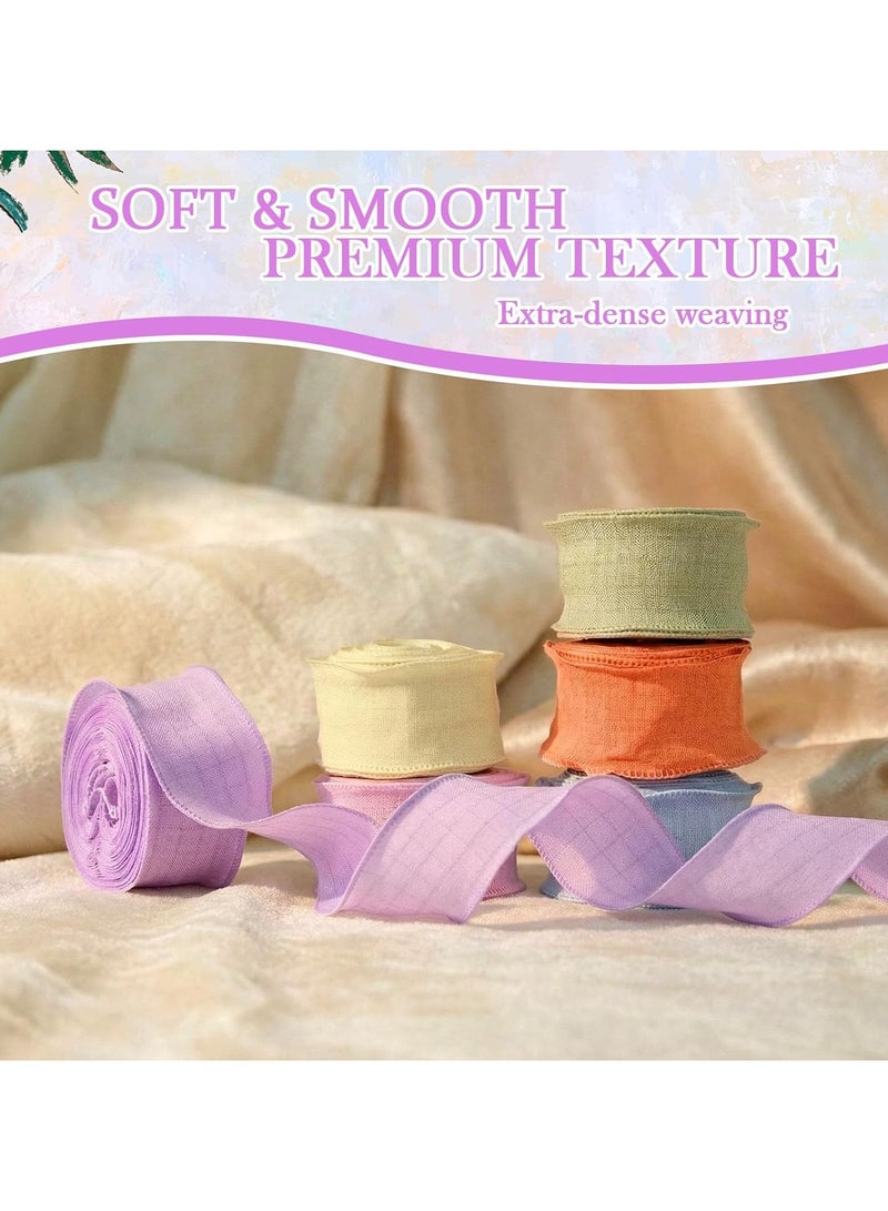 6 Rolls of Double-Sided Satin Ribbon,1 inch x 10 yards (Total 60 yards),Polyester Crinkle Ribbon for DIY Crafts,Bows,Gift Wrapping,Frayed Edge Linen Wave Ribbons for Bouquets,Cake Decor,Flower Packaging - Image 5