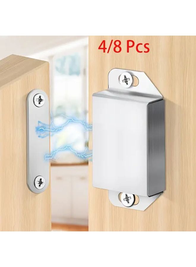 4 Pack Magnetic Door Catch 30lb High Magnetism Heavy Duty Stainless Steel Silver - Image 2
