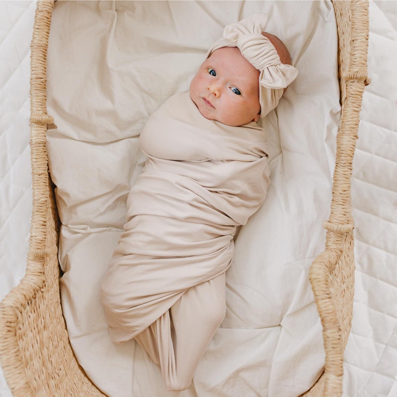 Konssy Baby Girl Newborn Receiving Blanket with Headband Set Baby Swaddle Nursery Swaddle Wrap - Image 3