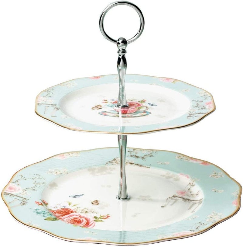 SOCOSY Elegant Flower Porcelain Cake Stand Cupcake Stand Pastry Serving Tray Tiered Cupcake Tower Stand Dessert Stand Serving Tray Platter for Tea Party Wedding BirthdayRose B2 Tired