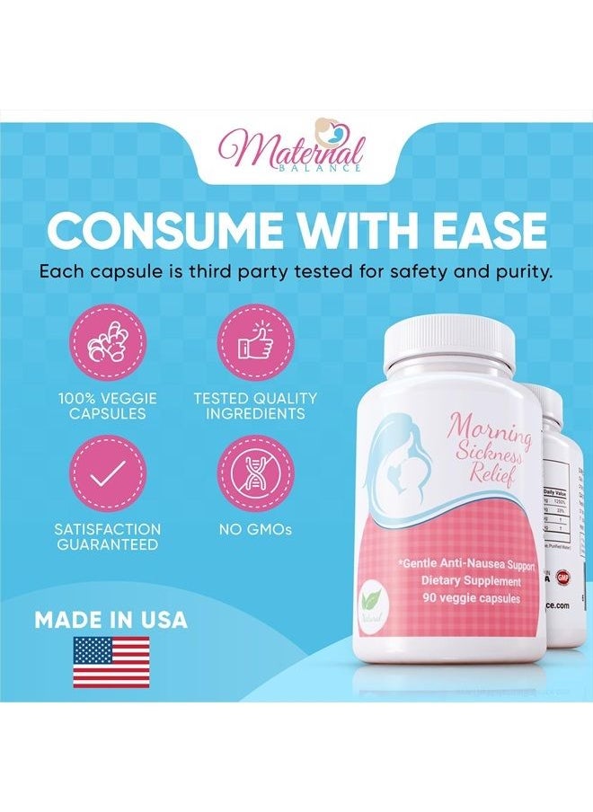 Basic Vigor - Maternal Balance Vitamin B6 25mg for Pregnancy, Plus Ginger & Zinc. 90 Easy Swallow Veggie Capsules - Image 1