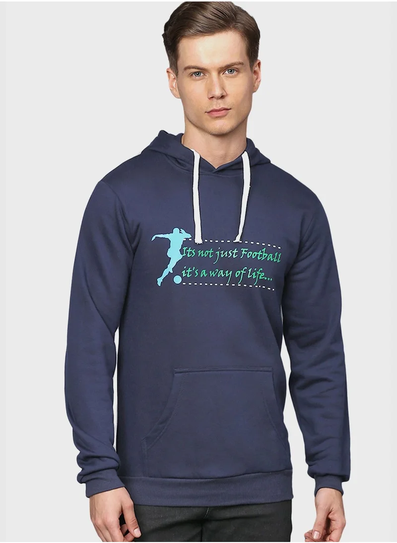 Campus Sutra Front Pocket Printed Hoodie