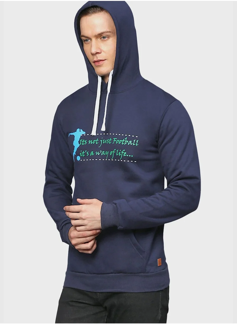 Campus Sutra Front Pocket Printed Hoodie