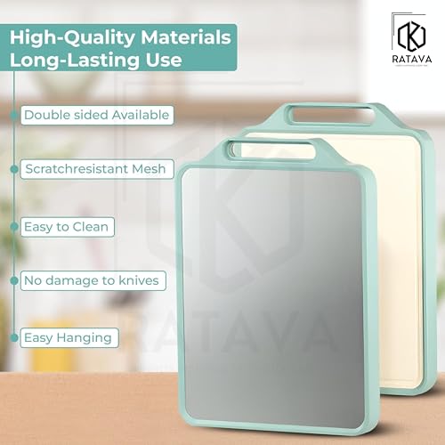 RATAVA Dual-Sided Chopping Board Set – Large Stainless Steel & Wheat Straw Cutting Board for Kitchen, Non-Slip, Food Grade, BPA Free, Dishwasher Safe for Vegetables, Fruits & Meat 1PC (41 * 31 cm) - Image 3