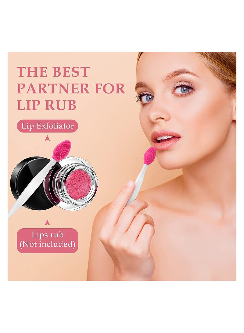 SYOSI Lip Scrub Brush, 5 Pcs Double-Sided Silicone Exfoliating Tool, Mini Soft ​Lip Brush Cleaner, for Men Women, Lightening Dark Lips Smoother Fuller Lip Appearance - Image 4