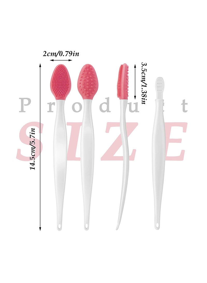 SYOSI Lip Scrub Brush, 5 Pcs Double-Sided Silicone Exfoliating Tool, Mini Soft ​Lip Brush Cleaner, for Men Women, Lightening Dark Lips Smoother Fuller Lip Appearance - Image 2