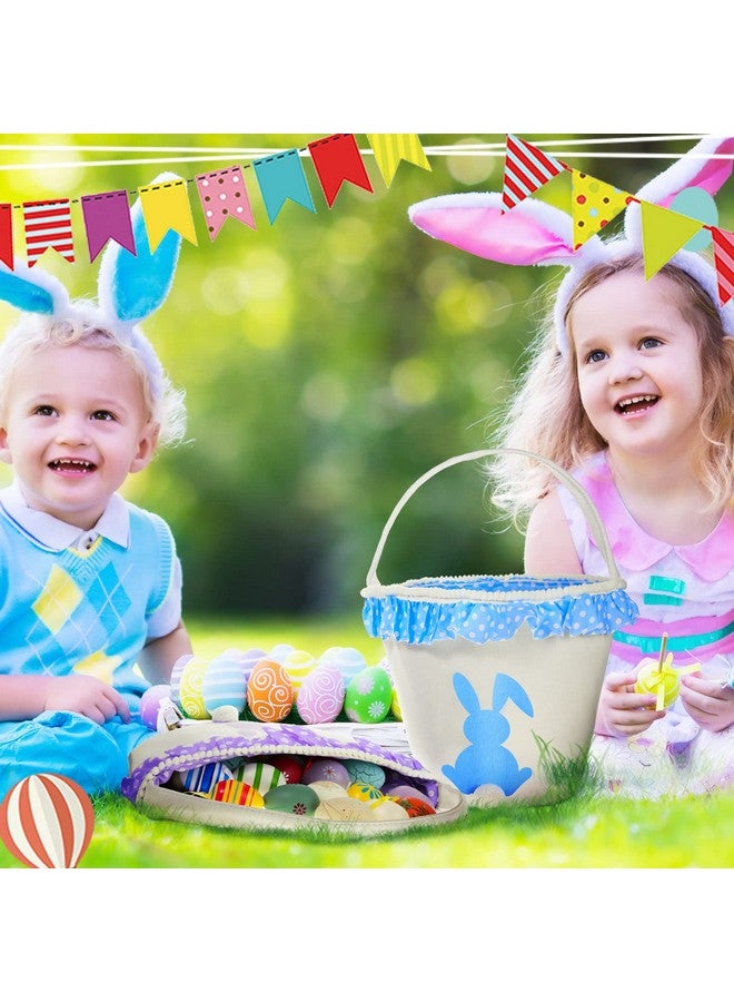 Photect 6 Pcs Easter Baskets with Handles Easter Bunny Baskets Kids Easter Basket Bags 6 Color Bunny Canvas Tote Bags for Egg Hunting Easter Rabbit Baskets for Kids Easter Party Decor Supplies (Classic Style) - Image 4