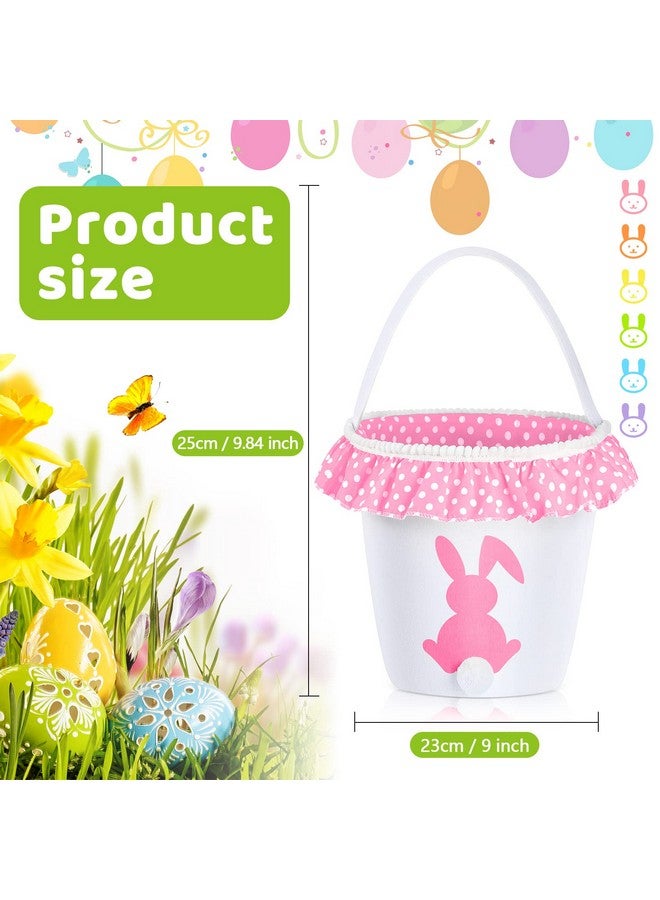 Photect 6 Pcs Easter Baskets with Handles Easter Bunny Baskets Kids Easter Basket Bags 6 Color Bunny Canvas Tote Bags for Egg Hunting Easter Rabbit Baskets for Kids Easter Party Decor Supplies (Classic Style) - Image 2