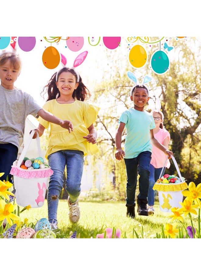 Photect 6 Pcs Easter Baskets with Handles Easter Bunny Baskets Kids Easter Basket Bags 6 Color Bunny Canvas Tote Bags for Egg Hunting Easter Rabbit Baskets for Kids Easter Party Decor Supplies (Classic Style) - Image 5