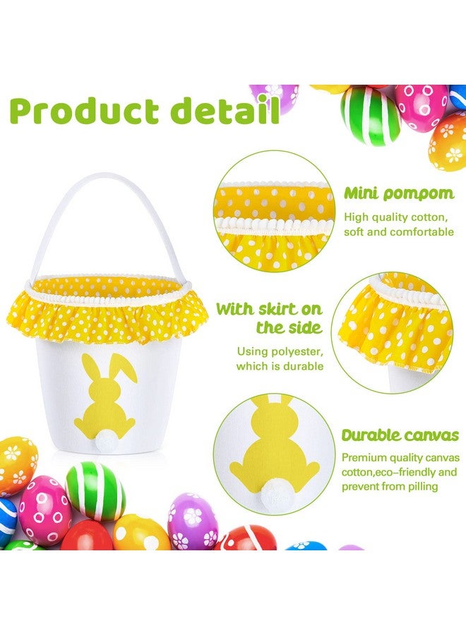 Photect 6 Pcs Easter Baskets with Handles Easter Bunny Baskets Kids Easter Basket Bags 6 Color Bunny Canvas Tote Bags for Egg Hunting Easter Rabbit Baskets for Kids Easter Party Decor Supplies (Classic Style) - Image 3