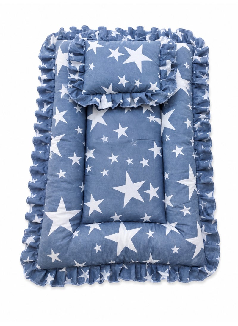 molody Padded Baby Mat with Pillow – Soft & Safe Infant Sleeping Mat – Washable – Lightweight Comfortable Design (75×52 cm) - Image 2
