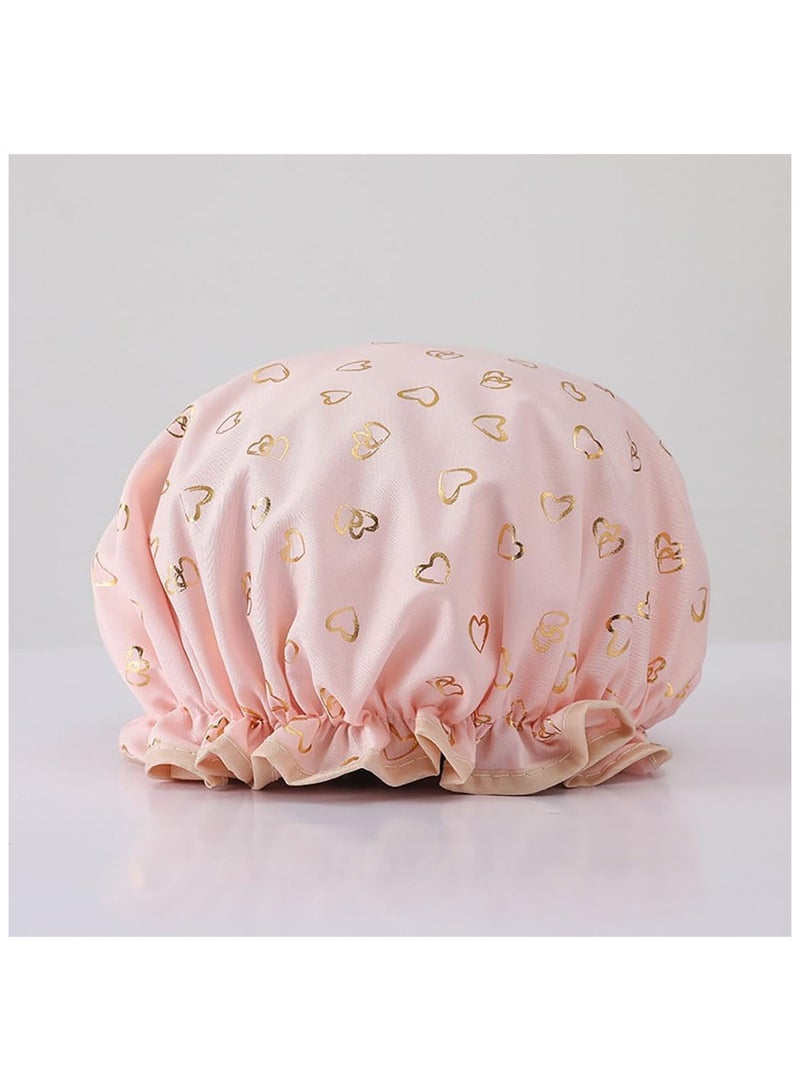 NANAO 4-Pack Reusable Waterproof Shower Caps for Women and Girls - Double Waterproof Layers Bath Caps  - Image 2