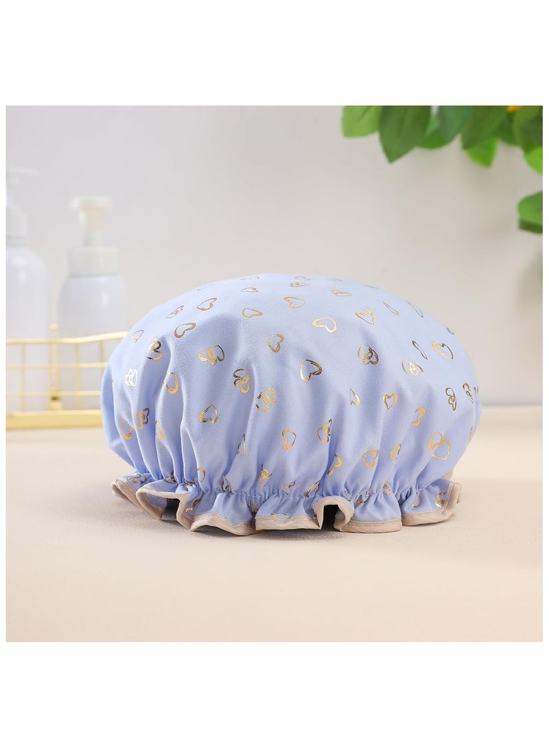 NANAO 4-Pack Reusable Waterproof Shower Caps for Women and Girls - Double Waterproof Layers Bath Caps  - Image 4