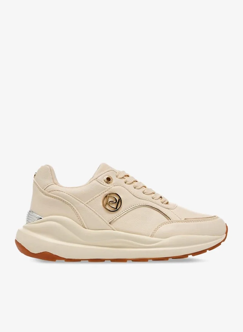 Paprika Women Panelled Sneakers with Metal Accent and Lace-Up Closure