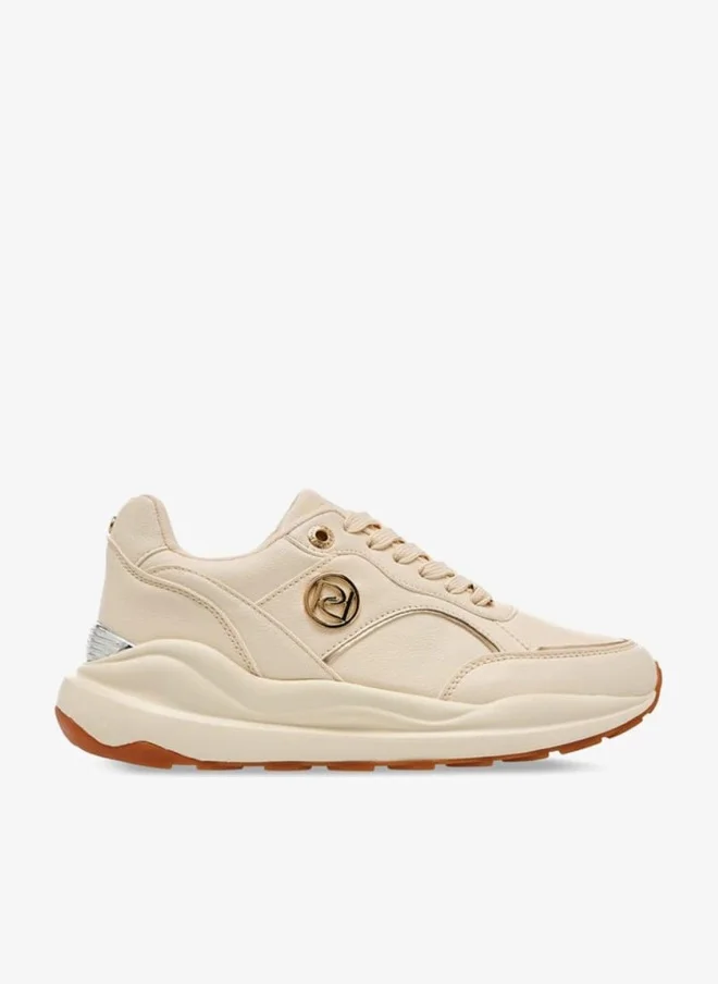 Paprika Women Panelled Sneakers with Metal Accent and Lace-Up Closure