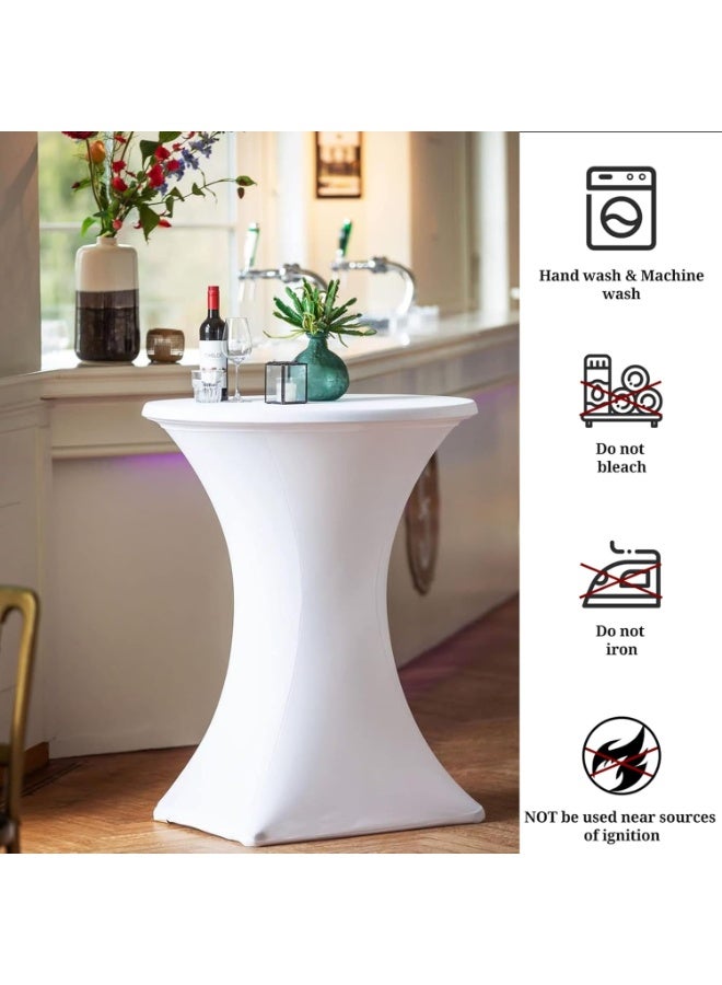 Generic (Unbranded) طقم 2 من غطاء الطاولة القابل للتمدد من سبانديكس بأركان مربعة 32"x43" لغطاء الطاولة المستديرة لحفلات الكوكتيل وحفلات الزفاف والمآدب (أبيض) - Image 4