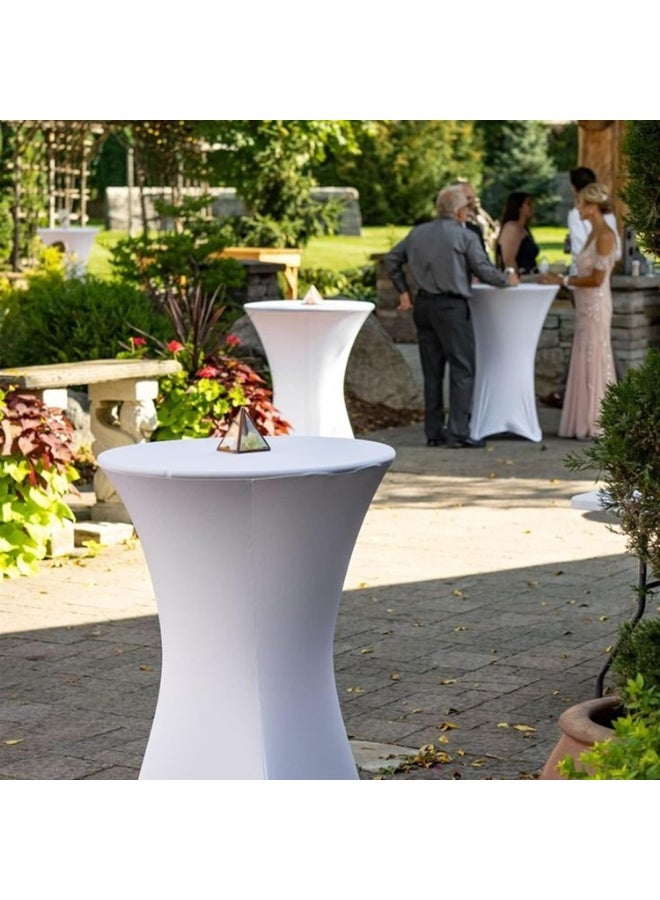 Generic (Unbranded) طقم 2 من غطاء الطاولة القابل للتمدد من سبانديكس بأركان مربعة 32"x43" لغطاء الطاولة المستديرة لحفلات الكوكتيل وحفلات الزفاف والمآدب (أبيض) - Image 5